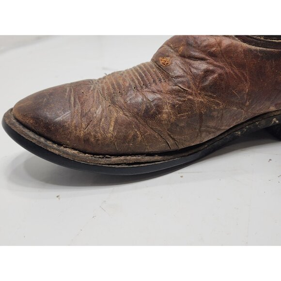 Tony Lama Mens Leather Pull On Western Cowboy Work Boots Brown Size 9 EE